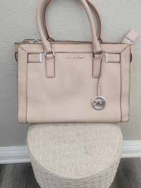 Michael Kors Blush Leather Satchel with Signature Charm